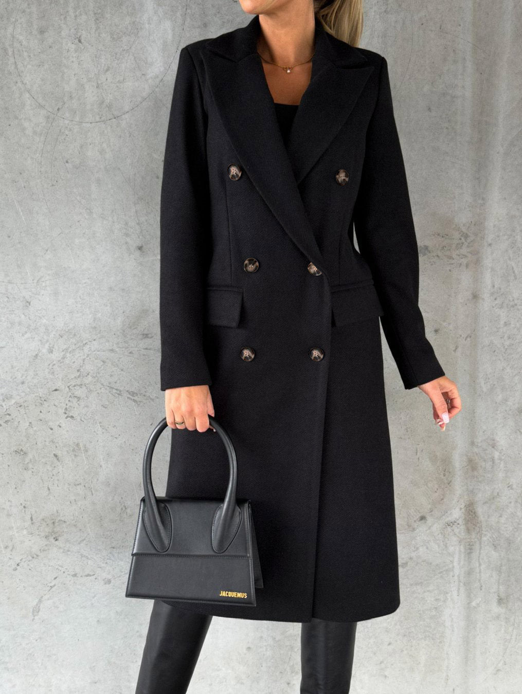 Long Sleeve Lapel Coat Winter Fashion Solid Double Breasted Women DealSniper.net Black 2XL
