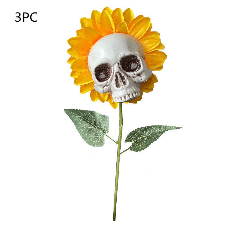 Skull Sunflower Halloween Decoration Garden Simulation