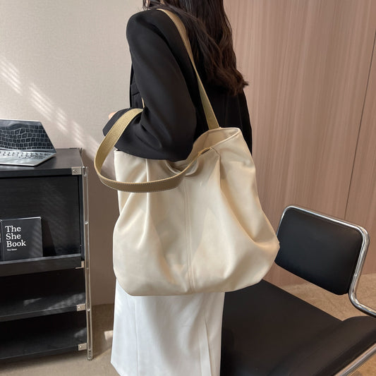 Large Capacity Totes Simple Commuting Daily Shopping Shoulder Bag Women dealsniper-net Beige