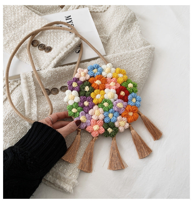 Ethnic Fluffy Bag For Women Round Bag Stylish And Versatile Women dealsniper-net Khaki