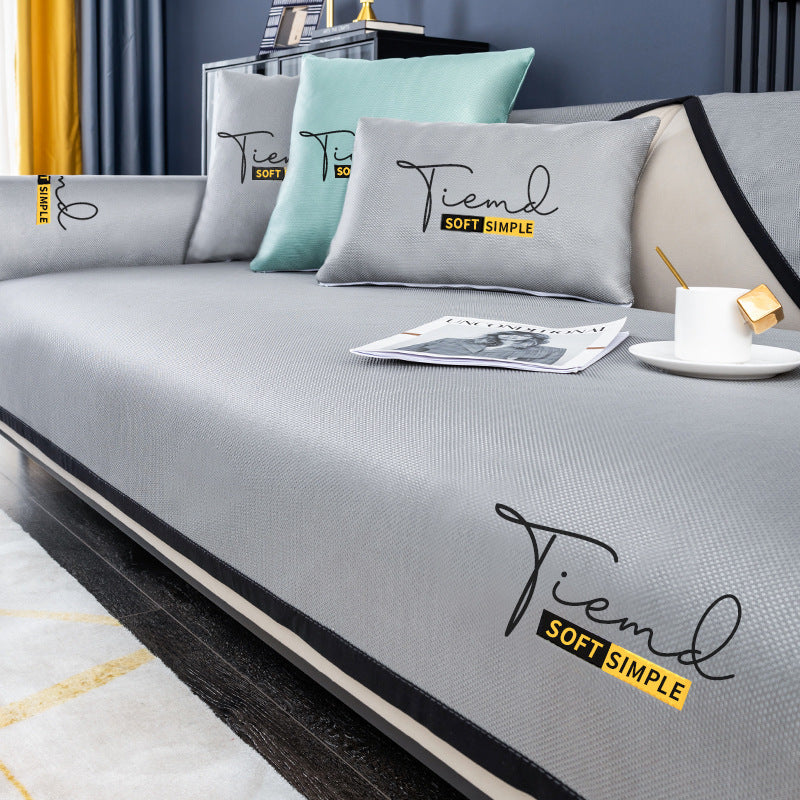 Ice Silk Sofa Cushion Summer Style Cover Cloth Non-slip House DealSniper.net Arctic grey 110x110cm