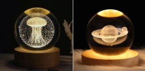 Luminous Starry Sky And Planets Moon Moon Crystal Ball Night Lamp Home Decor Gym From House Solid Wood Lamp Holder Set12 1PC