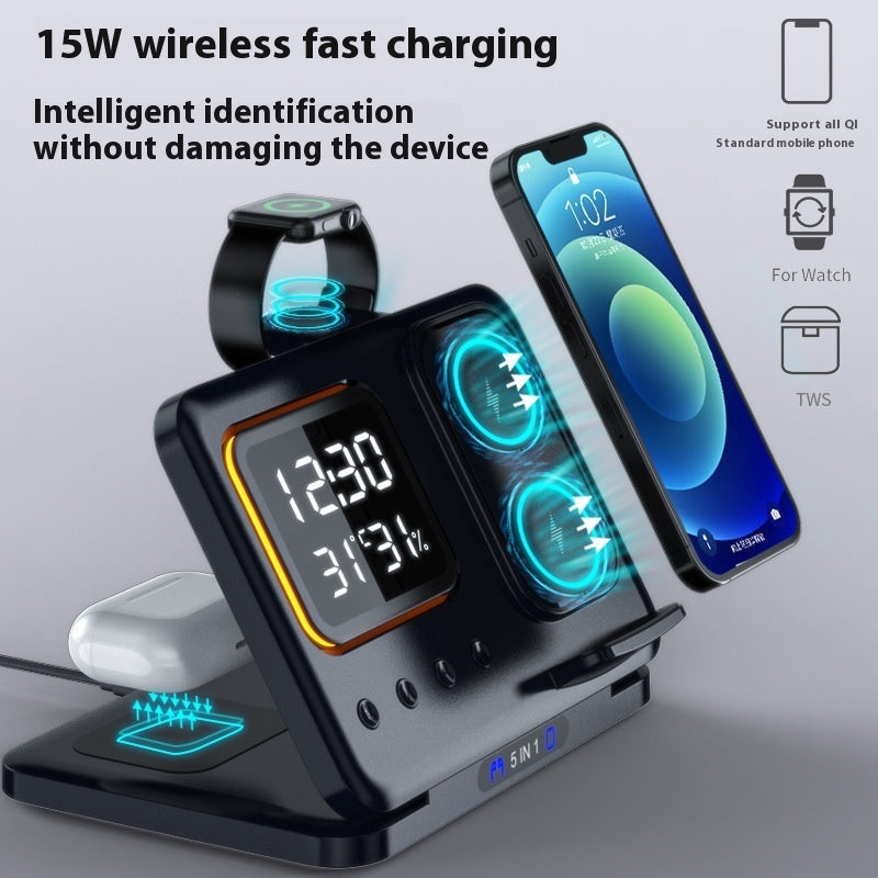 15W Wireless Chargers Stand 5 In1 LED Digital Alarm Clock Electronics dealsniper-net