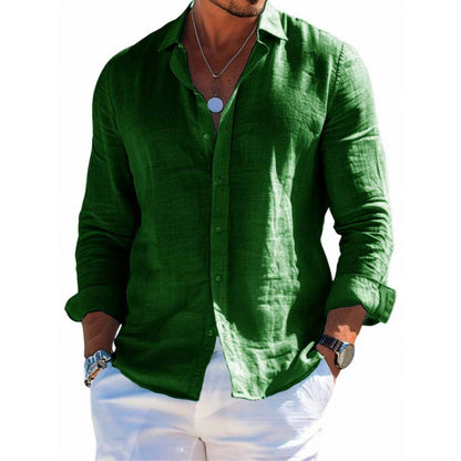 Men's Long Sleeve Shirt Casual Loose Lapel Button Men Gym From House