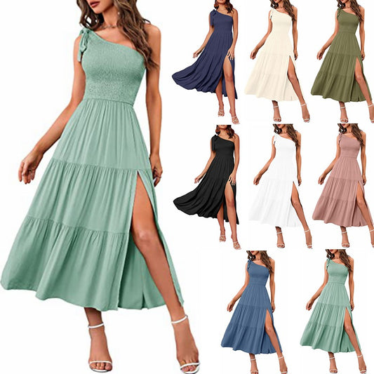 New Summer Fashion Women's One-shoulder Pleated Women dealsniper-net