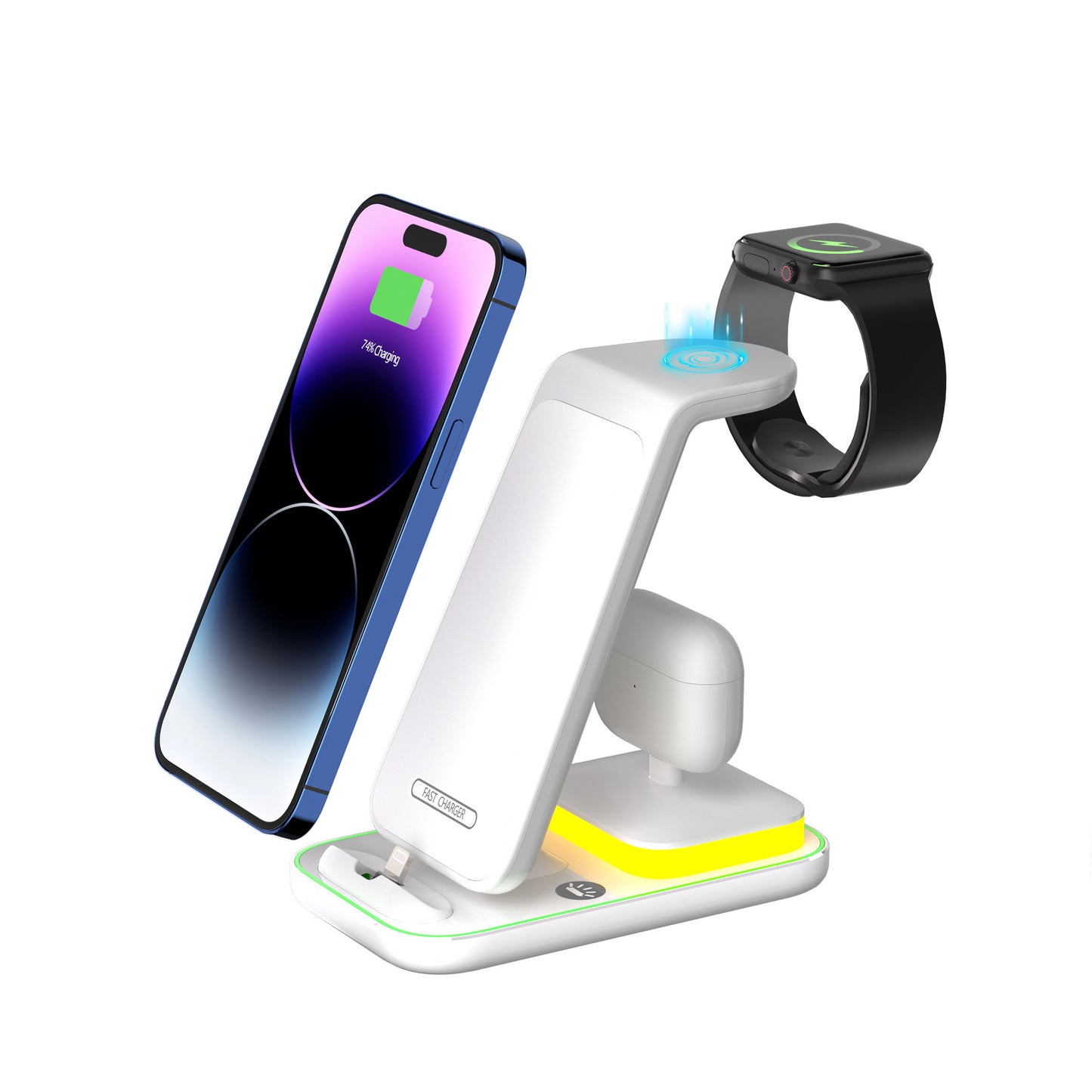 15W Fast Charge Vertical Wireless Charger Mobile Phone Watch Headset Electronics DealSniper.net White
