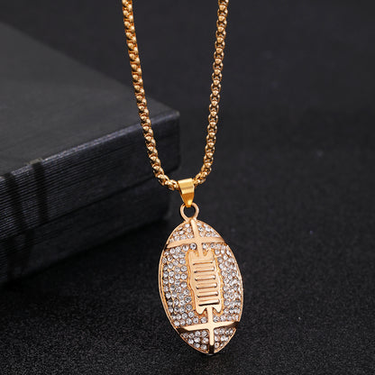 American Football Pendant Necklace Jewelry dealsniper-net 01kc Gold X584