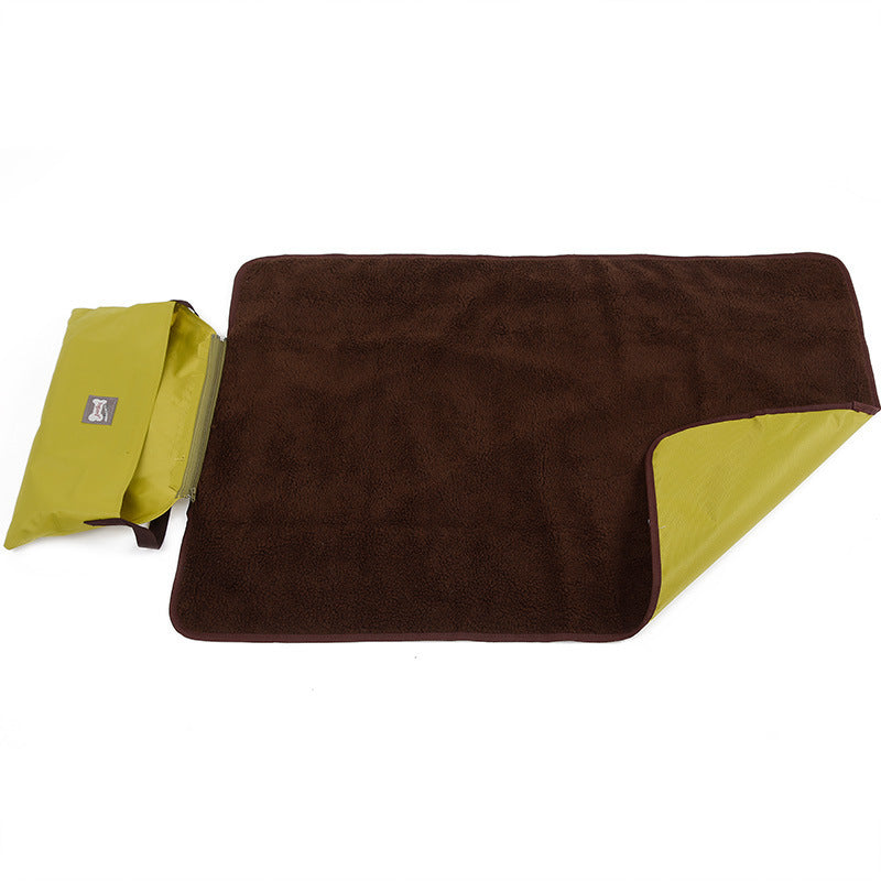 Outdoor Pet Blanket Folding Storage Portable Waterproof Pets dealsniper-net Green cashmere 100x70cm