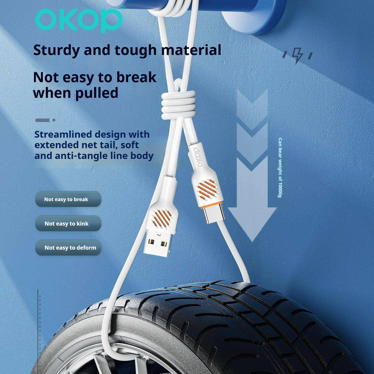 KP-317 Fast-Charging Data Cable 65W Thickened Charging Cable Electronics Gym From House