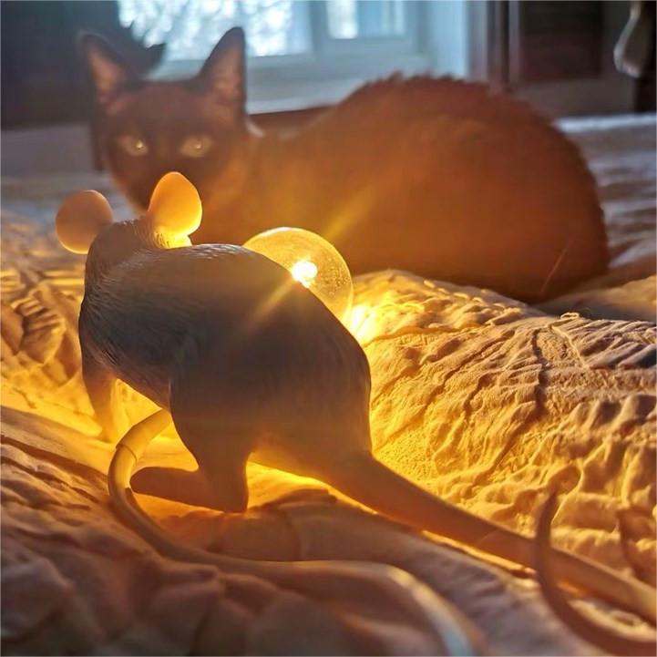 Creative Nordic Resin Mouse Table Lamp Desk LED Night Lights Home Decor Gym From House