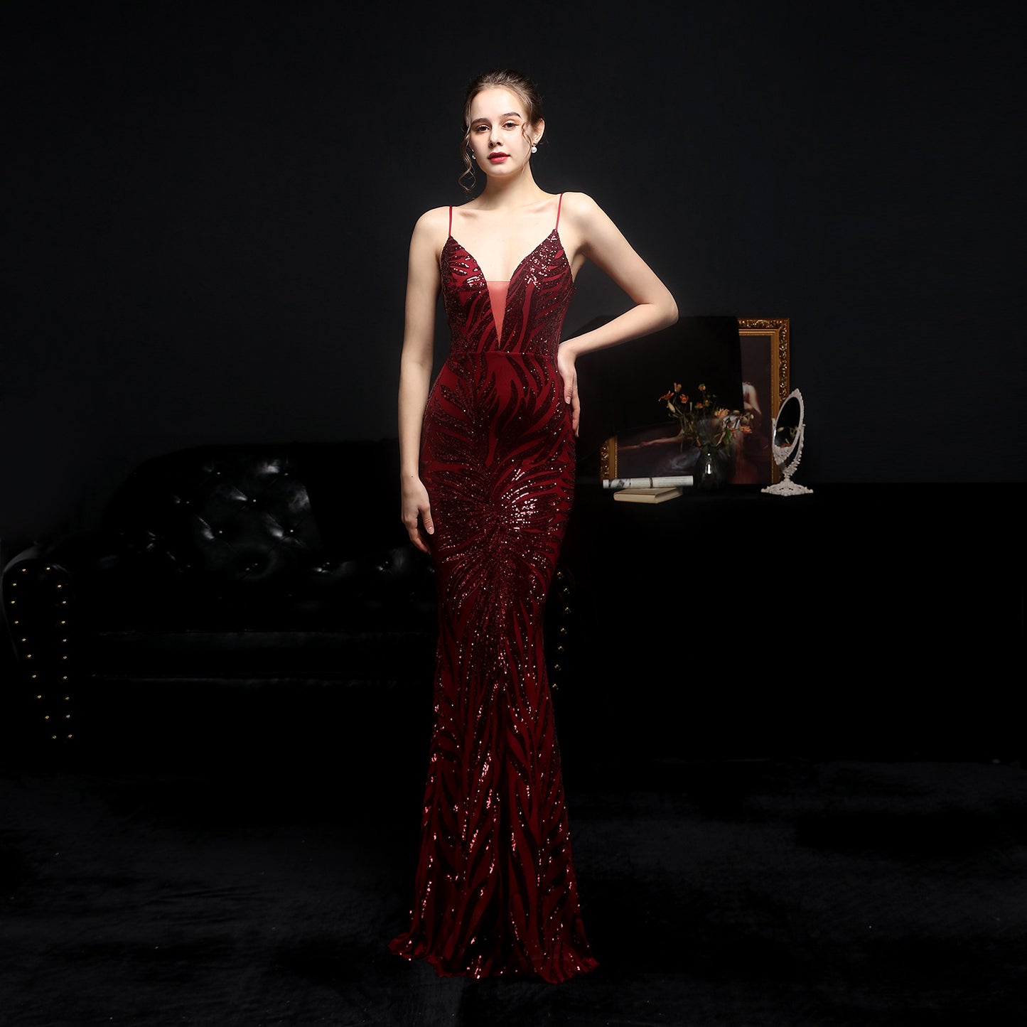 New Sequined Mermaid Evening Dress Women dealsniper-net Red 2XL