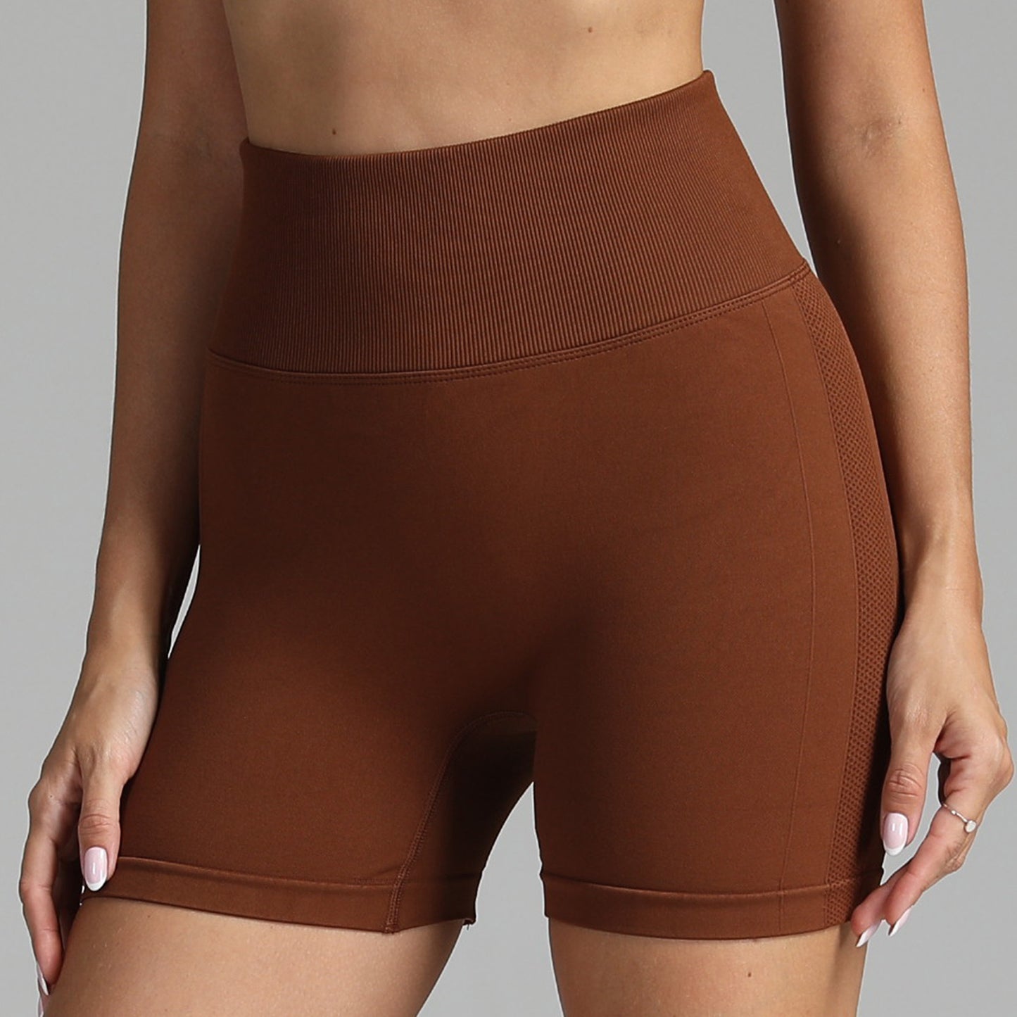 Seamless Yoga Shorts Women Solid Color High Waist Hip-lifting Women dealsniper-net Coffee L