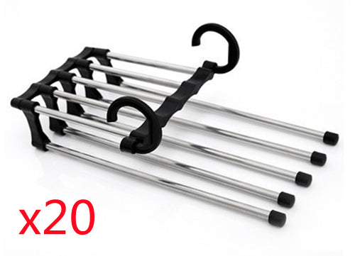 5 In 1 Wardrobe Hanger Multi-functional Clothes Hangers Rack House DealSniper.net Black 47x18cm 20PCS