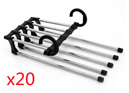 5 In 1 Wardrobe Hanger Multi-functional Clothes Hangers Rack House DealSniper.net Black 47x18cm 20PCS
