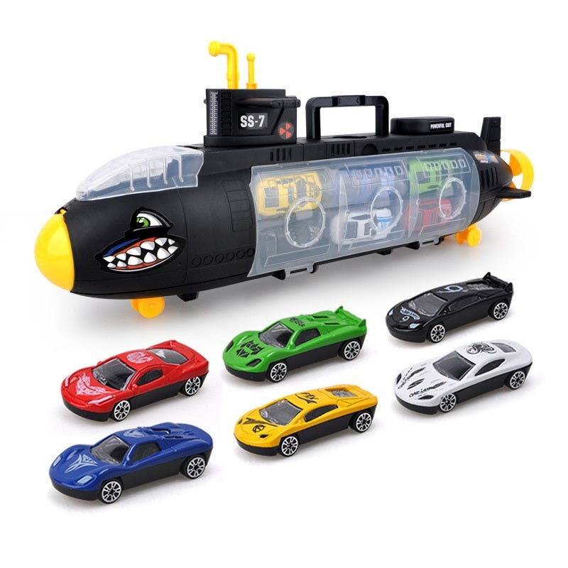 Shark Submarine Storage With Alloy Car Model Kids dealsniper-net Black With 6PC Sliding alloy car