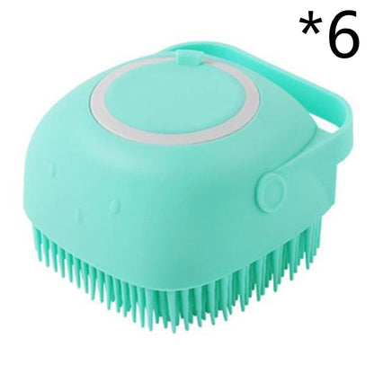 Silicone Dog Bath Massage Gloves Brush Pet Cat Bathroom Cleaning Tool Pets dealsniper-net Green 6pcs square