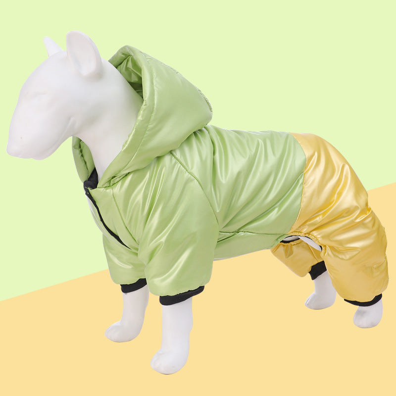 Pet Clothing Waterproof Windproof Dog Four-legged Cotton-padded Clothes Pets dealsniper-net Green 2XL