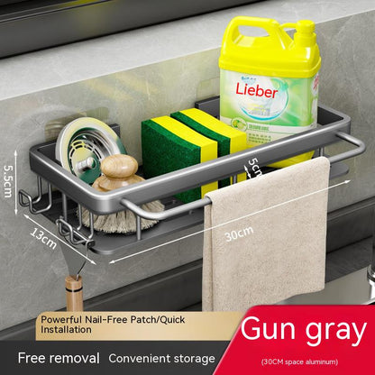 Kitchen Storage Rack Home Wall-mounted Sink Artifact Kitchen dealsniper-net Gun Gray Single Layer