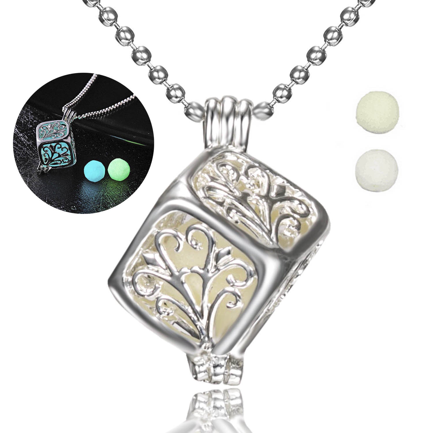 Glow In The Dark Necklace Moon Square Heart Necklaces Jewelry Gym From House Cube