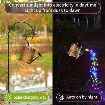 1 2pcs Watering Can Lights, Copper Solar Garden Lights Outdoor Gym From House