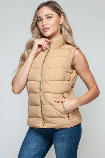 Snobbish Zip Up Turtleneck Vest With Pockets Women DealSniper.net