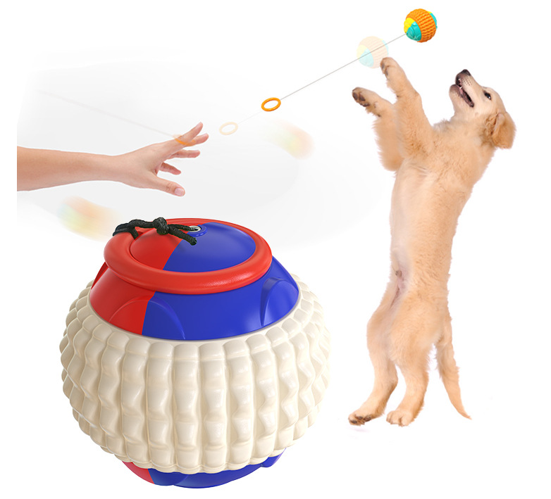 New Pet Draw Rope Hand Throwing Ball ABS Grinding Teeth Resistant Chew Dog Training Ball Pets dealsniper-net