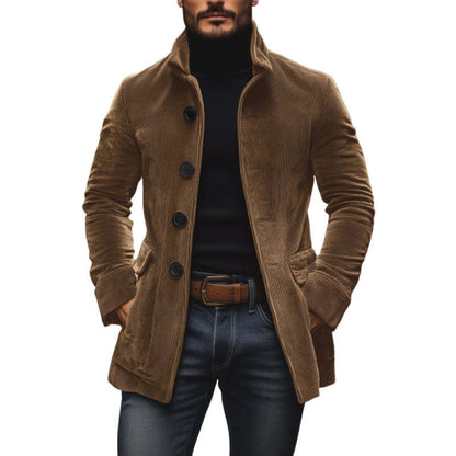 Men's Jacket Winter Stand Collar Button-up Coat Men Gym From House