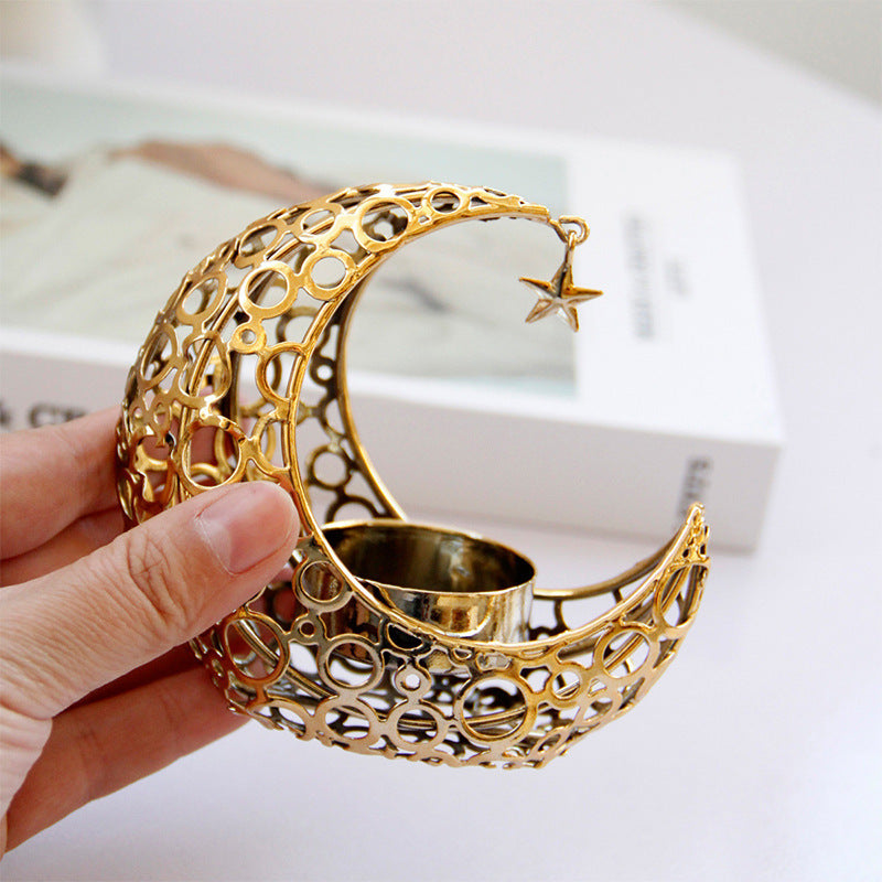 Light Luxury Crescent Moon Star Moon Candle Holder Home Decor dealsniper-net