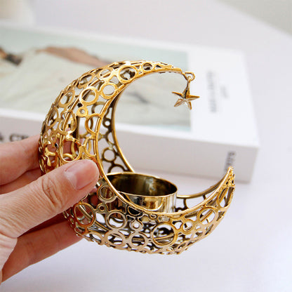 Light Luxury Crescent Moon Star Moon Candle Holder Home Decor dealsniper-net