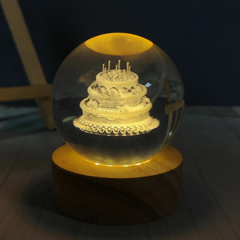 Usb Plug-in Luminous Crystal Ball Night Light Home Decor Gym From House Multi Layer Birthday Cake Usb Plug In