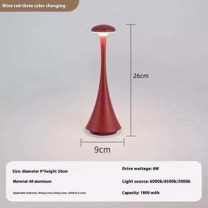 Portable Rechargeable Aluminum Table Lamp Bedroom Bedside Ambience Light Home Decor Gym From House Wine Red