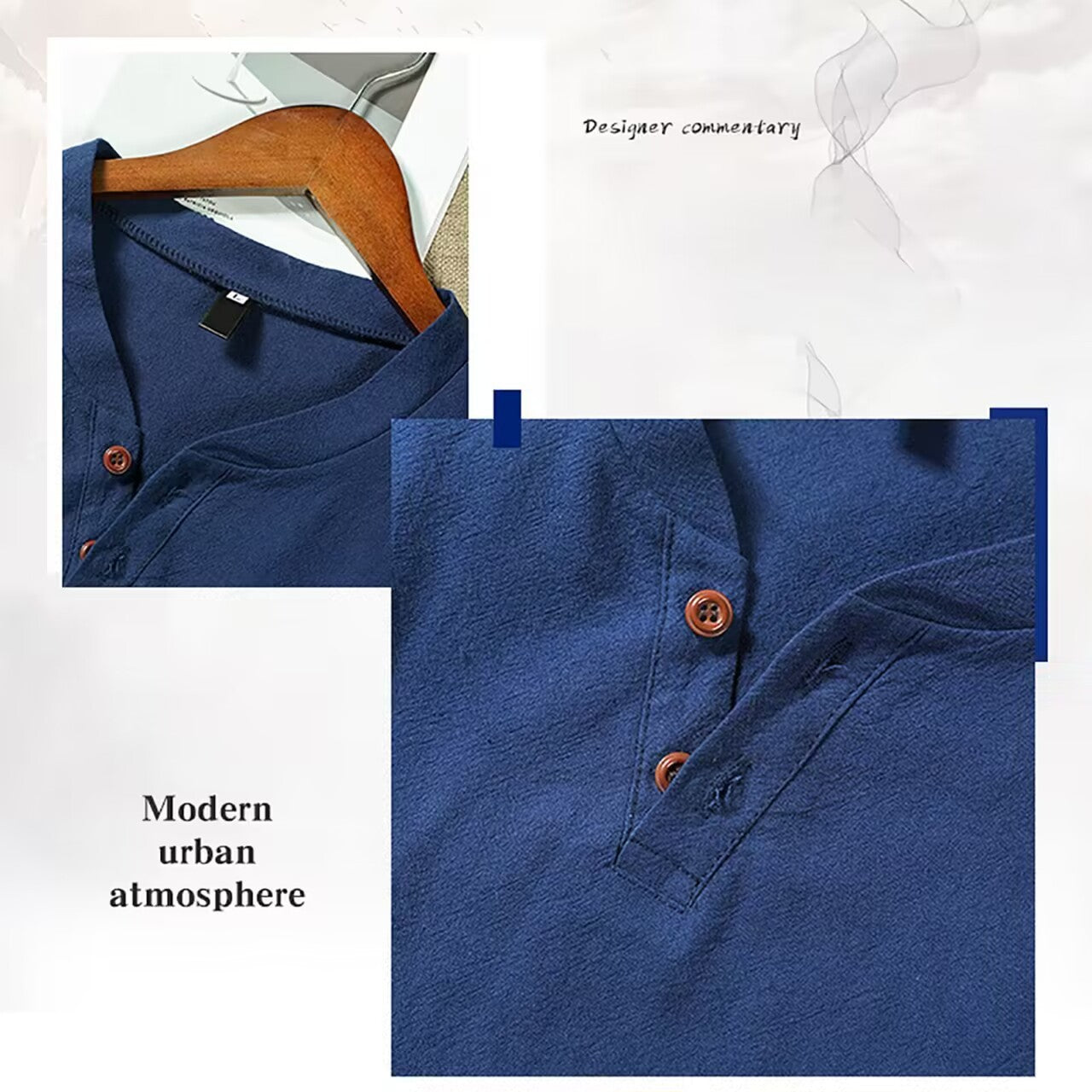 Cotton Linen Men's Long Sleeve V-neck Casual Beach Linen Men DealSniper.net Blue 5XL