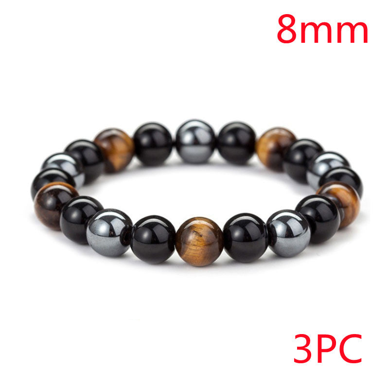 Tiger Eye Stone Bracelet Natural Stone Bracelet Jewelry dealsniper-net Black 3pcs 8mm