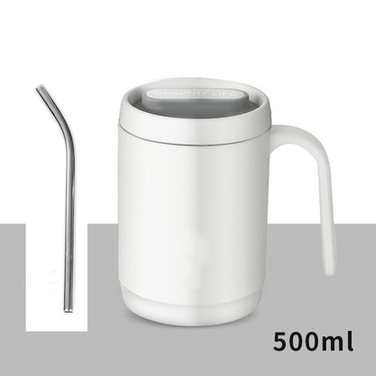 Stainless Steel Mug Creative Office Home dealsniper-net White Cup straw 304inner liner