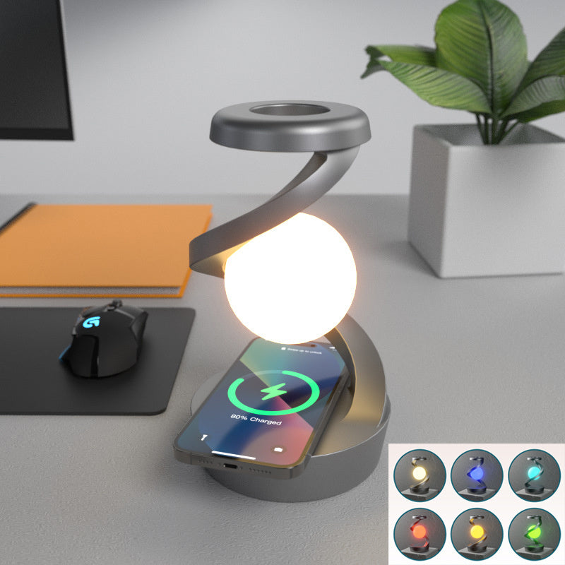 Rotating Moon Desk Lamp With Phone Wireless Charging Sensor Home Decor dealsniper-net