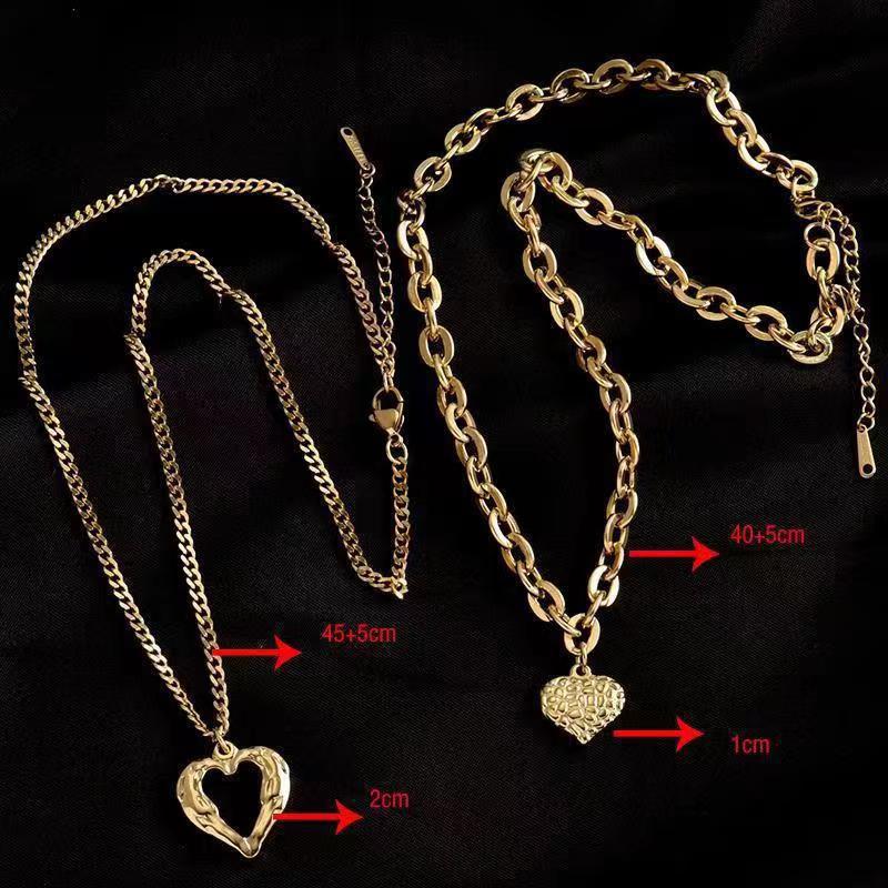 Titanium Steel Angel Wings Love Necklace Irregular Folds 2 Heart Love Jewelry Gym From House Golden 2 Piece Set