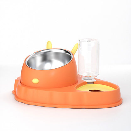 Double Bowl Stainless Steel Carrots Antiskid Pet Feeding Tool Tilt Design Carrot Appearance Dog Bowl For Indoor Pets Products Pets dealsniper-net Orange Yellow