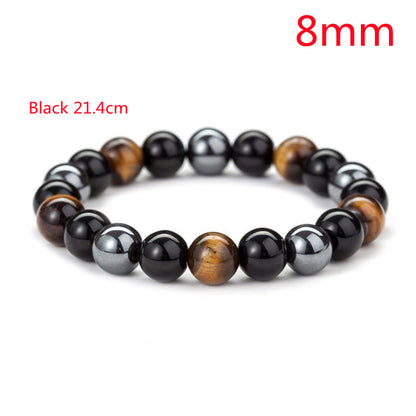 Tiger Eye Stone Bracelet Natural Stone Bracelet Jewelry dealsniper-net Black 21.4cm 8mm