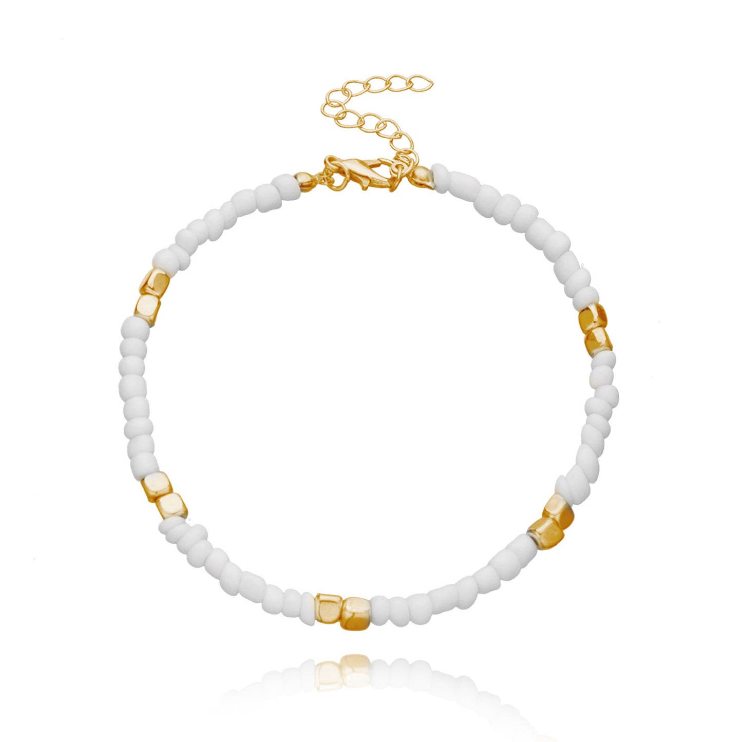 New Golden Rice Bead Beach Anklet Women Jewelry Gym From House White