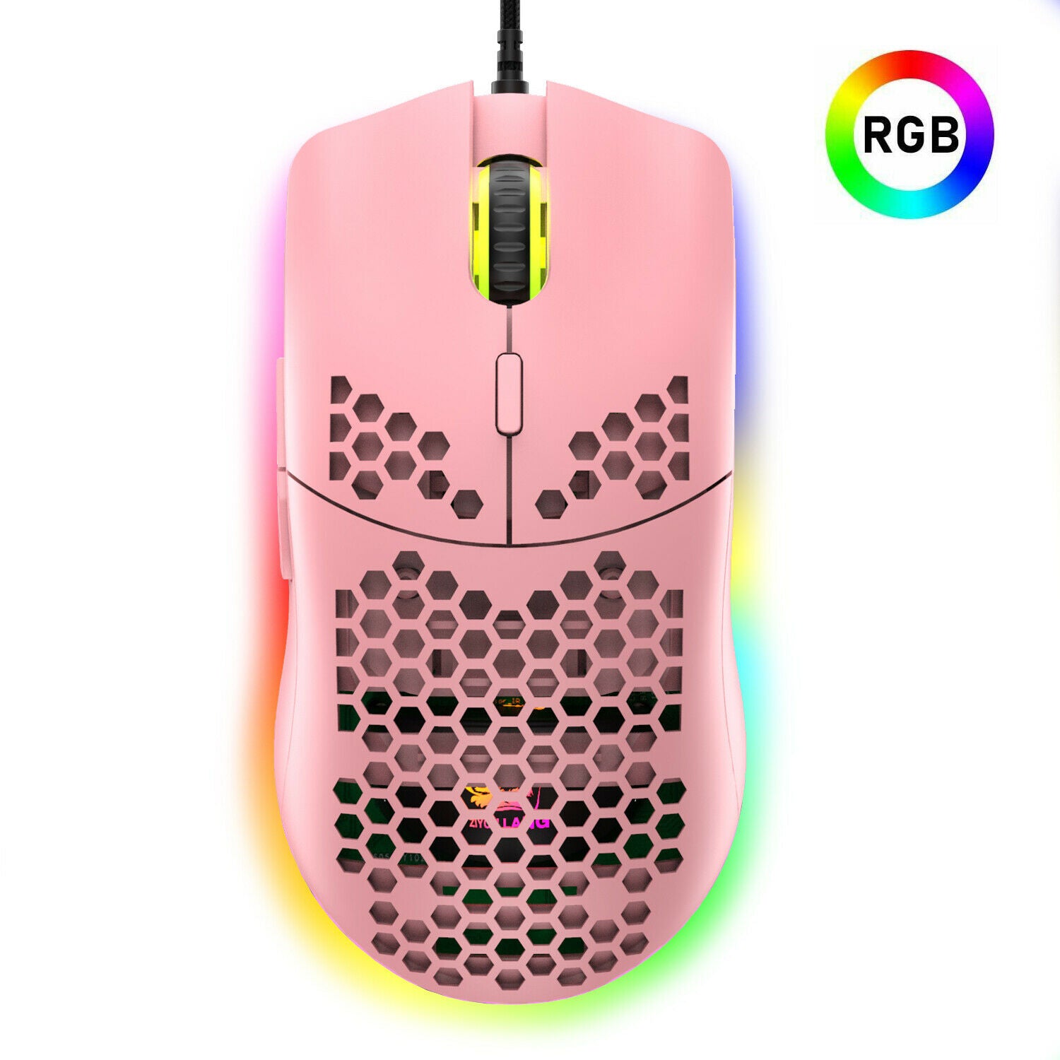 Gaming Mice Mouse 6400 DPI USB RGB Flowing Backlit Light Wired PC Laptop PS4 PS5 Random Color Gadgets dealsniper-net