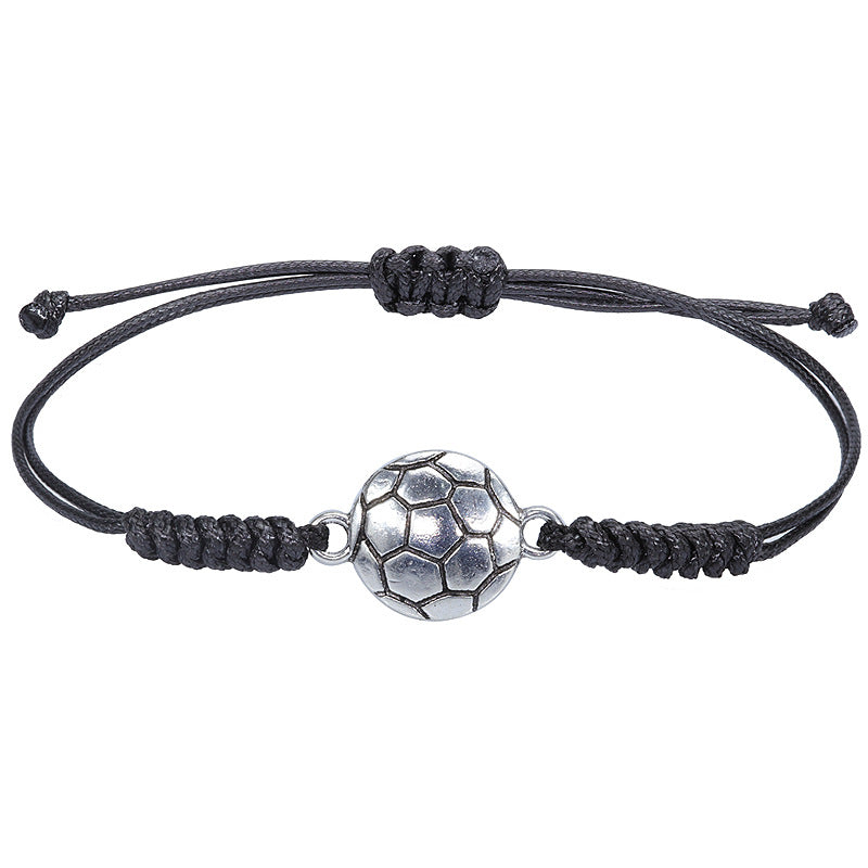 Hand Made Wax Thread Braided Hand Rope Alloy Bracelet Jewelry DealSniper.net 1football