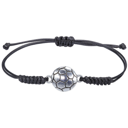 Hand Made Wax Thread Braided Hand Rope Alloy Bracelet Jewelry DealSniper.net 1football