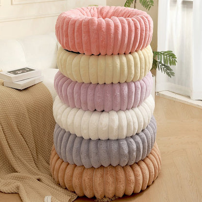 Pet Kennels Long Plush Round Cat Nest Winter Warm Dog Beds Pets Gym From House