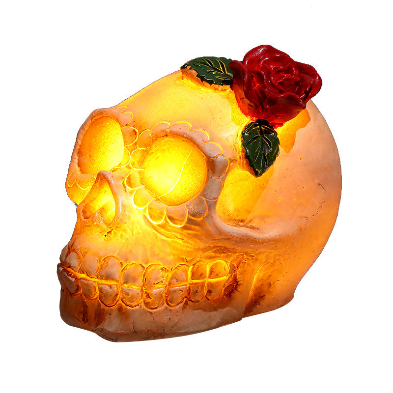 Skull Lamp Resin Ghost Skeleton Head LED Electronic Candle Light Holidays Gym From House
