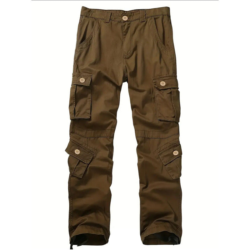 Men's Cargo Pants 3D Multi Pockets Loose Straight Leg Work Pants Men Gym From House Brown 29