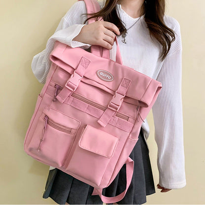 Multi-pocket Backpack Women Fashion Buckle Students School Bags