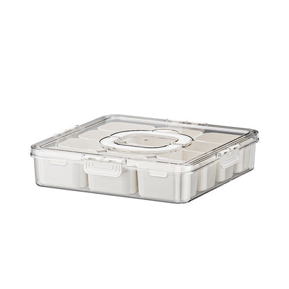 Food Grade Salad Crisper Portable Sealed Partitioned Bento Box Kitchen dealsniper-net Salad Crisper Cream White