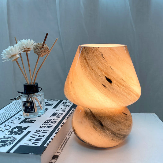 Handmade Glass Mushroom Table Lamp, Bedside Small Night Lamp Home Decor Gym From House