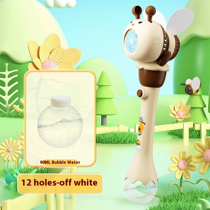 Electric Bee Bubble Machine Toys Automatic Lighting Children's Toys Kids DealSniper.net Beige