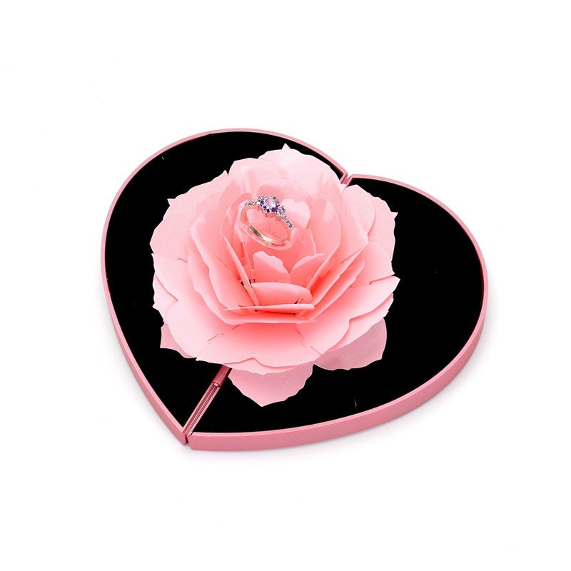 3D Love Box Heart-shaped Rose Flower Rotating Ring Box Valentines Day Gift Holidays DealSniper.net